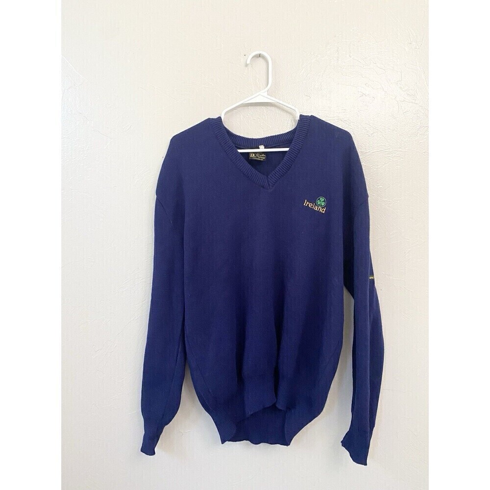 Vintage Blarney Castle Sweater Men Size Large Pullover Blue Logo Acrylic IRELAND